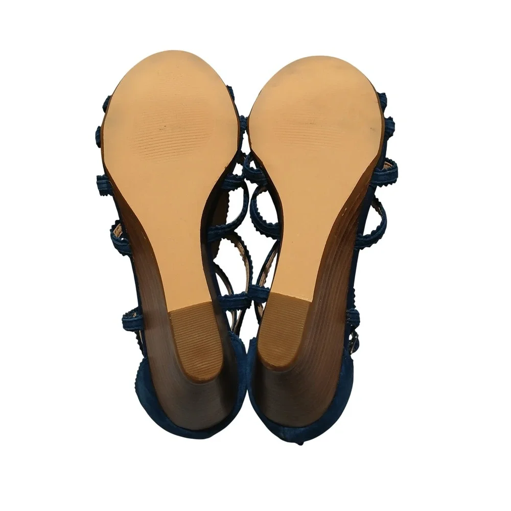Kensie Teal Suede Studded Gladiator‎ Wedge Sandals Women's Size 10M